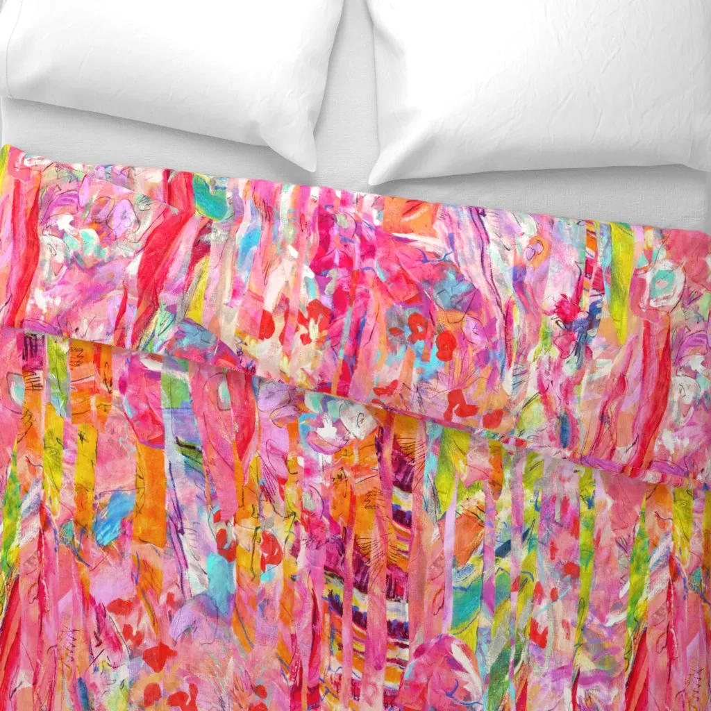 Hot Pink Goddess Abstract Duvet Cover - Pink alternate view