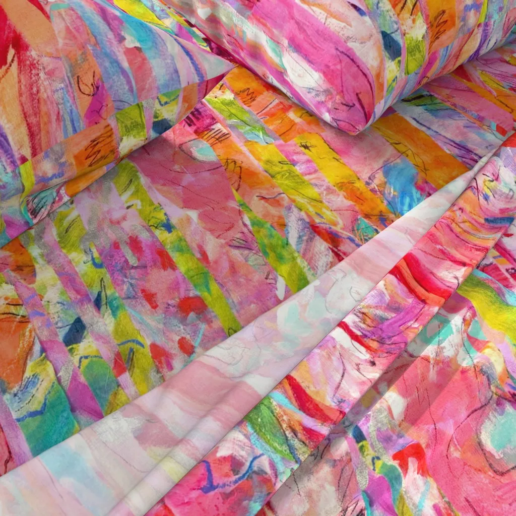 Hot Pink Goddess Abstract Stripe King Sheet Set - Pink alternate view