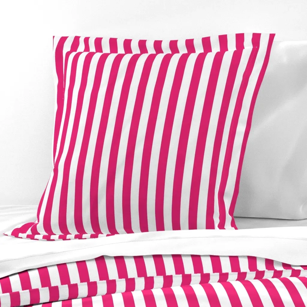 Hot Pink Vertical Stripe Euro Pillow Sham - Pink product
