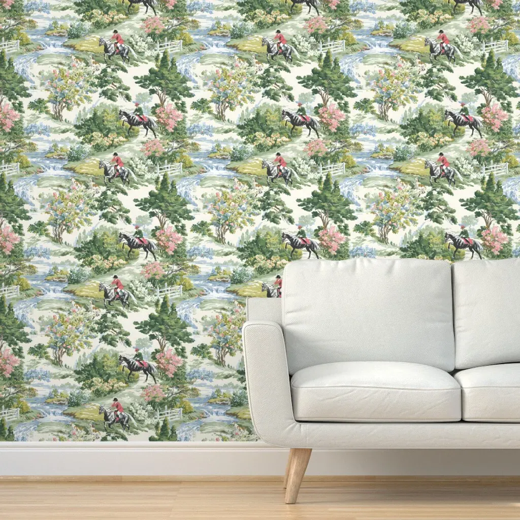 Hounds & Heritage Toile Peel and Stick Wallpaper - Green product
