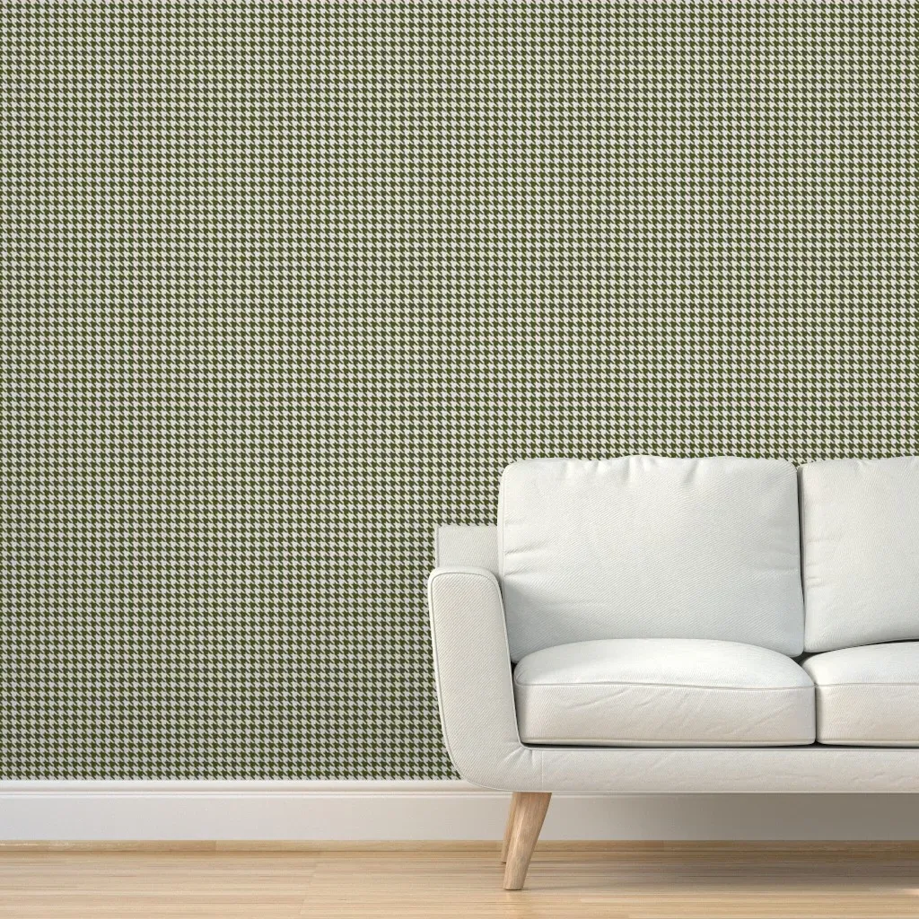 Hound's Tooth Plaid Peel and Stick Wallpaper - Dark Olive Green product