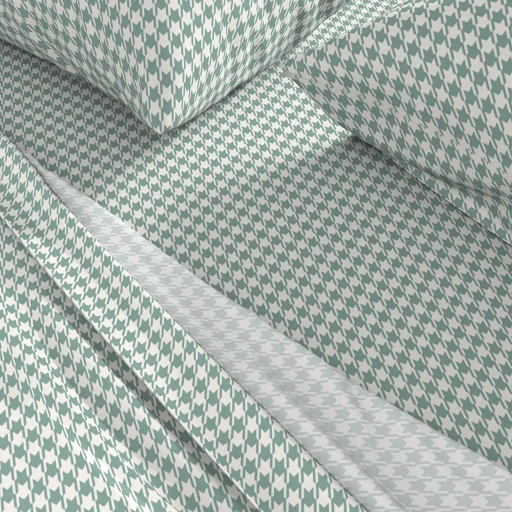 Houndstooth Plaid Small King Sheet Set - Seafoam Green alternate view