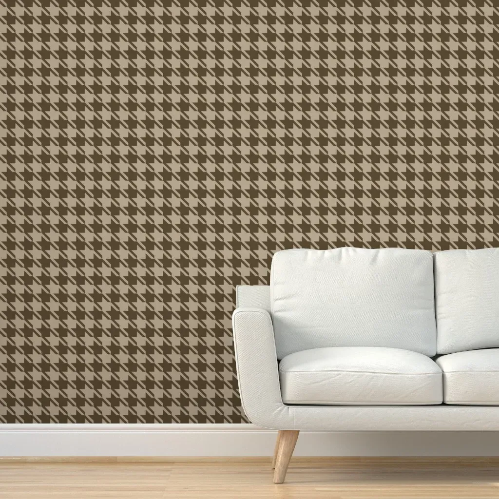 Houndstooth Truffle Plaid Peel and Stick Wallpaper - Brown product