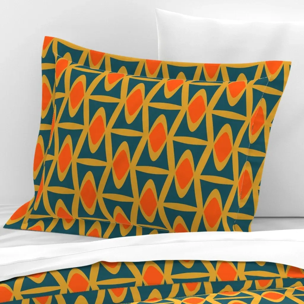 Hourglass Mid Century Geometric Standard Flanged Cushion - Gold product