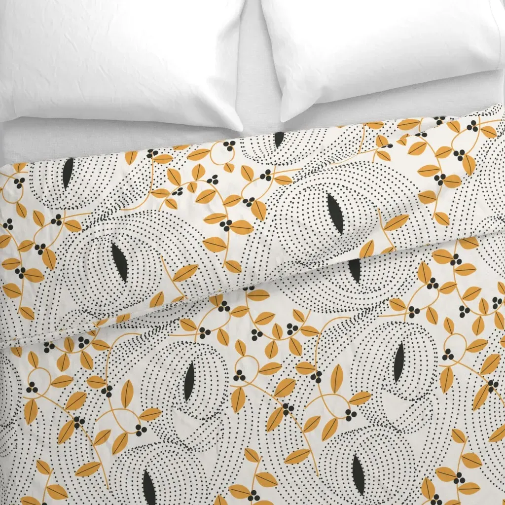Houseofmay-Art Nouveau Wavy Duvet Cover - Mustard Yellow alternate view
