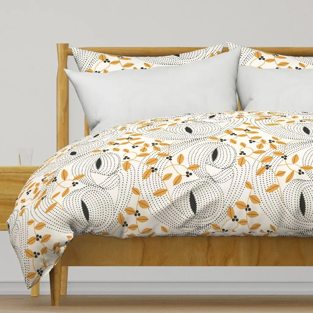 Houseofmay-Art Nouveau Wavy Duvet Cover - Mustard Yellow product