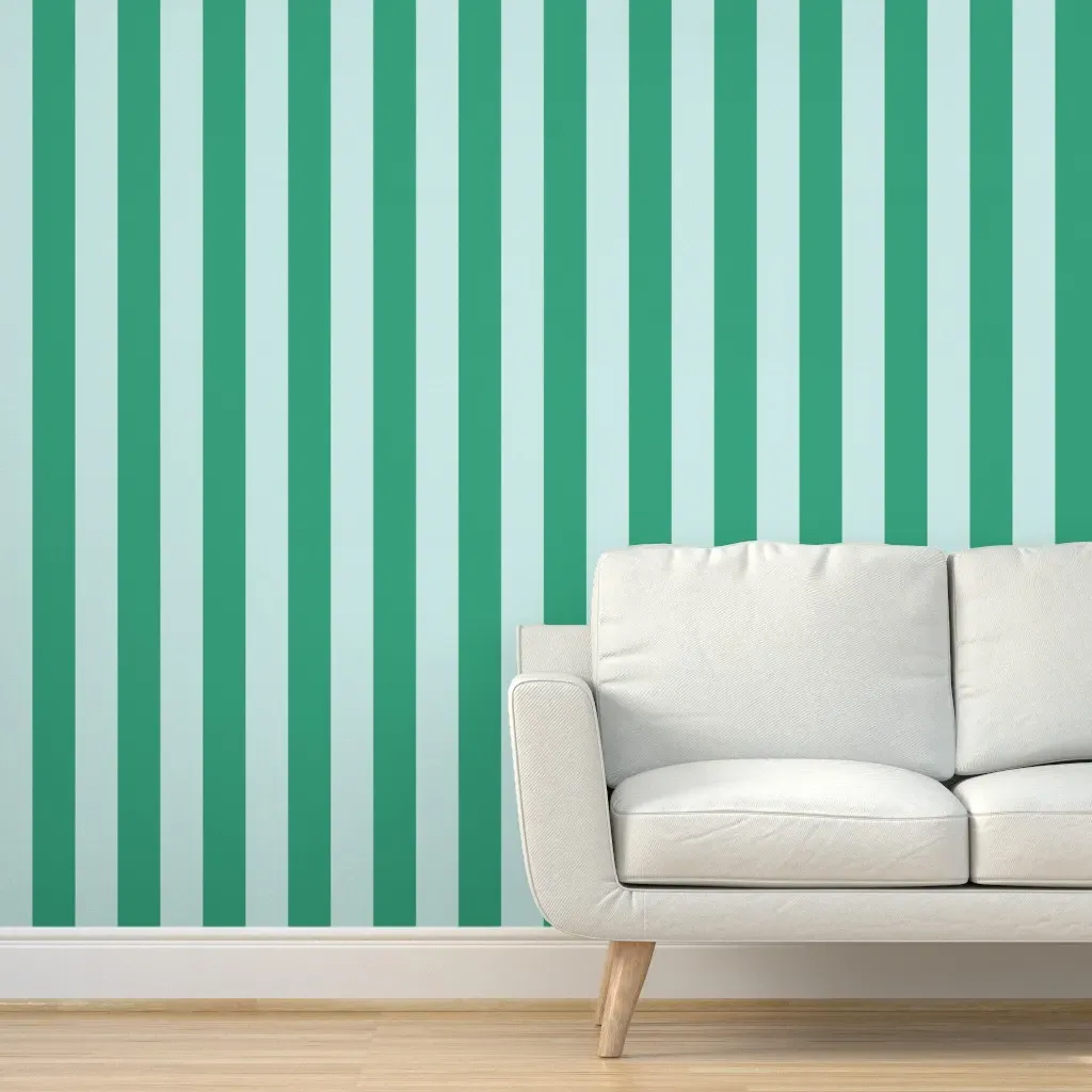 Houseofmay Bold Vertical Stripes Peel and Stick Wallpaper - Blue Green product