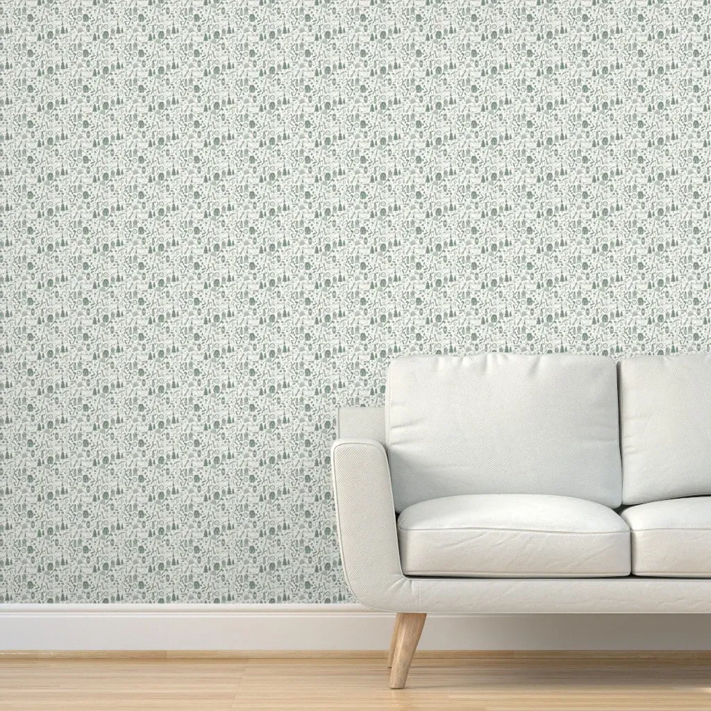 Hufton Studio Camping Trip Peel and Stick Wallpaper - Sage Green product