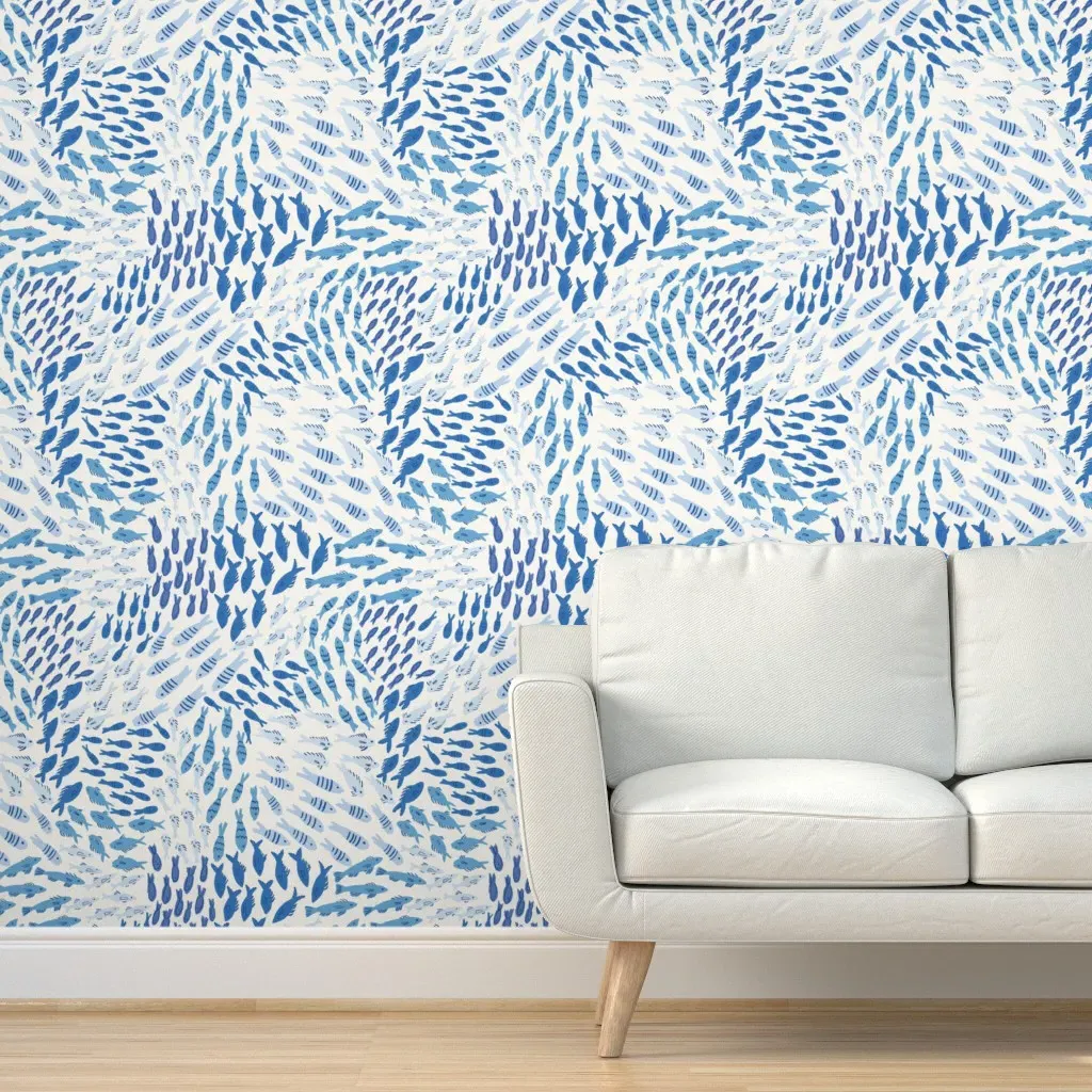 Hufton Studio Little Fish Peel and Stick Wallpaper - Blue product