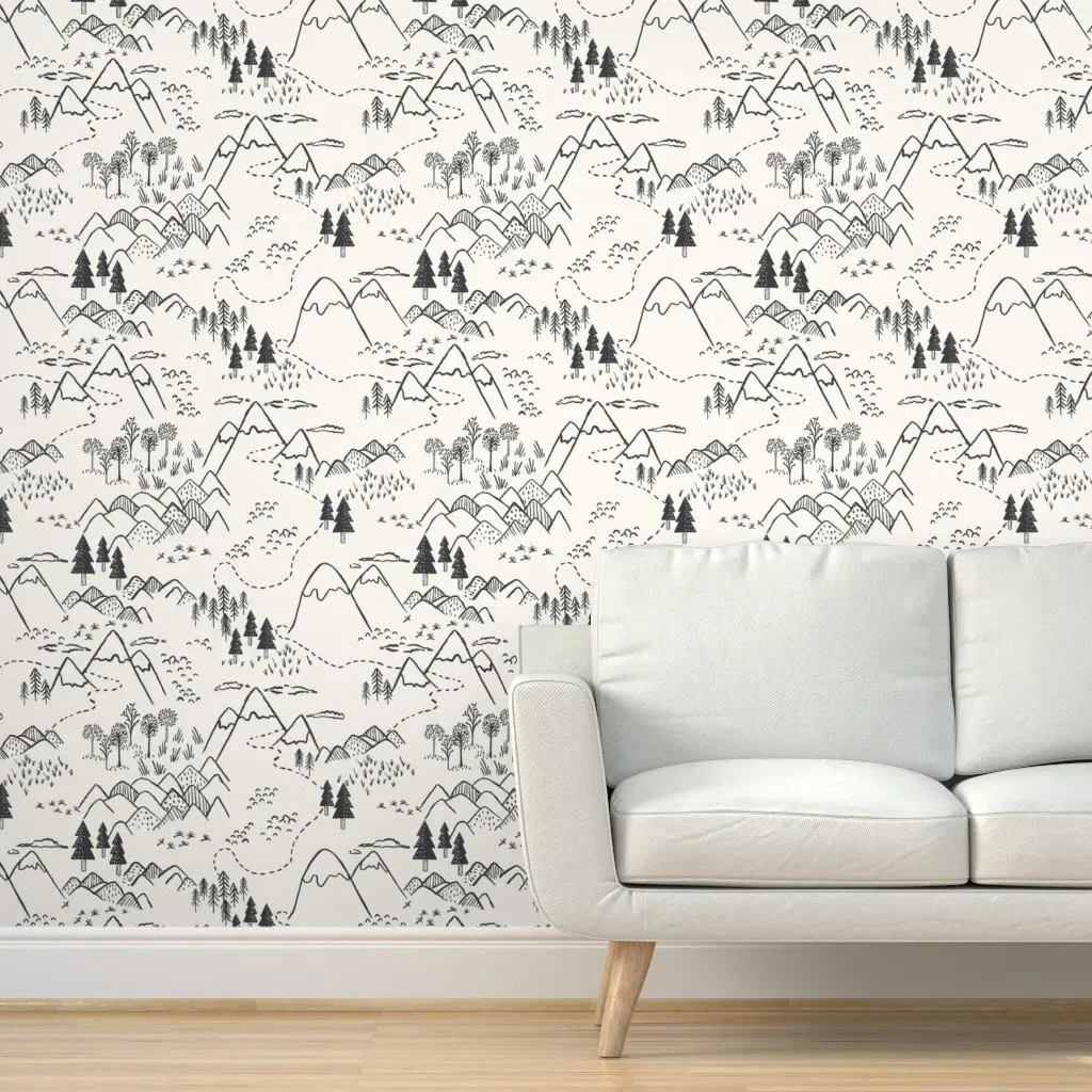 Hufton Studio Mountain Forest Peel and Stick Wallpaper - Black product