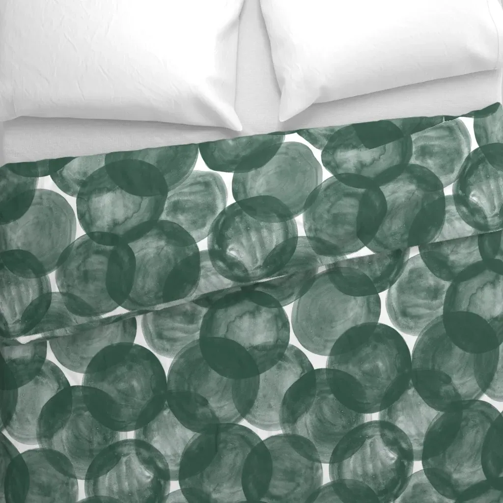Huge Watercolor Dots M+M Duvet Cover - Dark Green alternate view