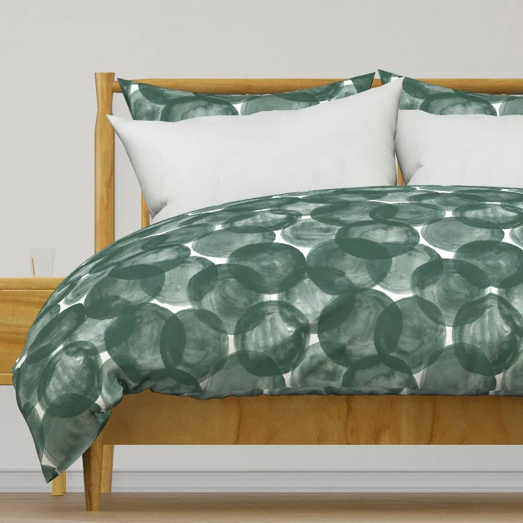 Huge Watercolor Dots M+M Duvet Cover - Dark Green product