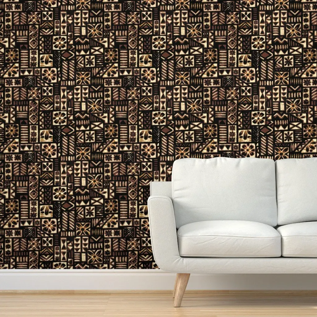 Hui-Maikai Tapa 1A Large Peel and Stick Wallpaper - Dark Brown product