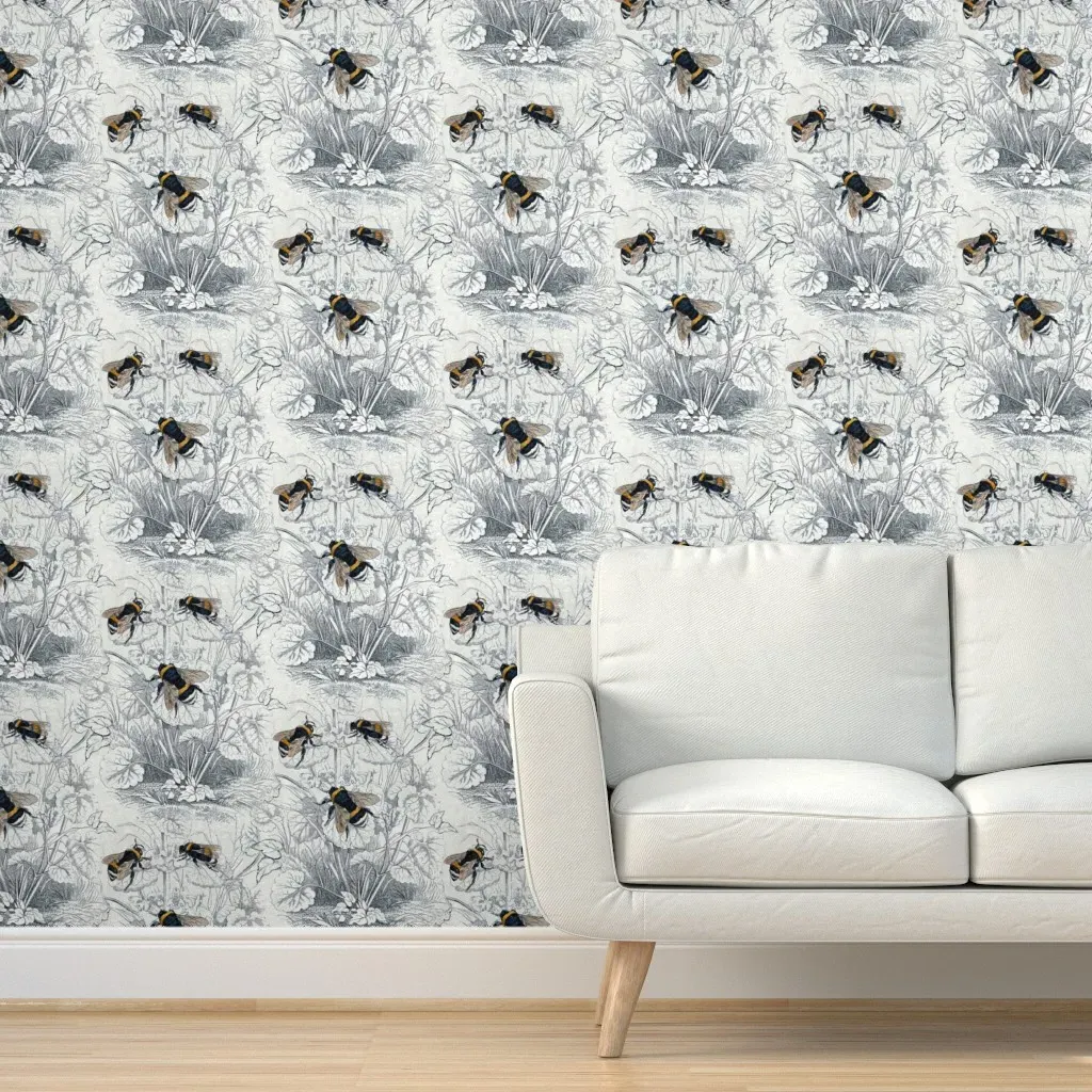 Humble Bee Honey Bee Floral Peel and Stick Wallpaper - Black product