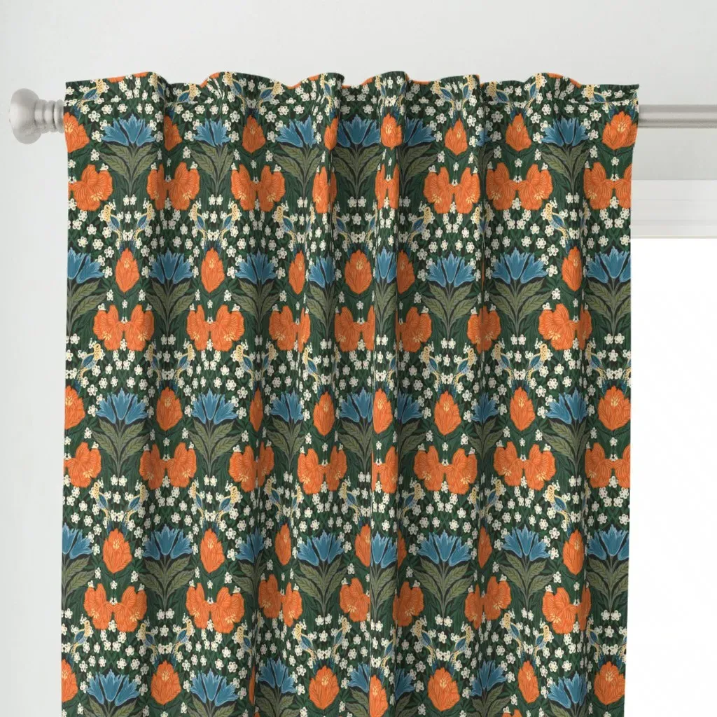 Humming Bird Paradise Curtain Panel - Orange alternate view