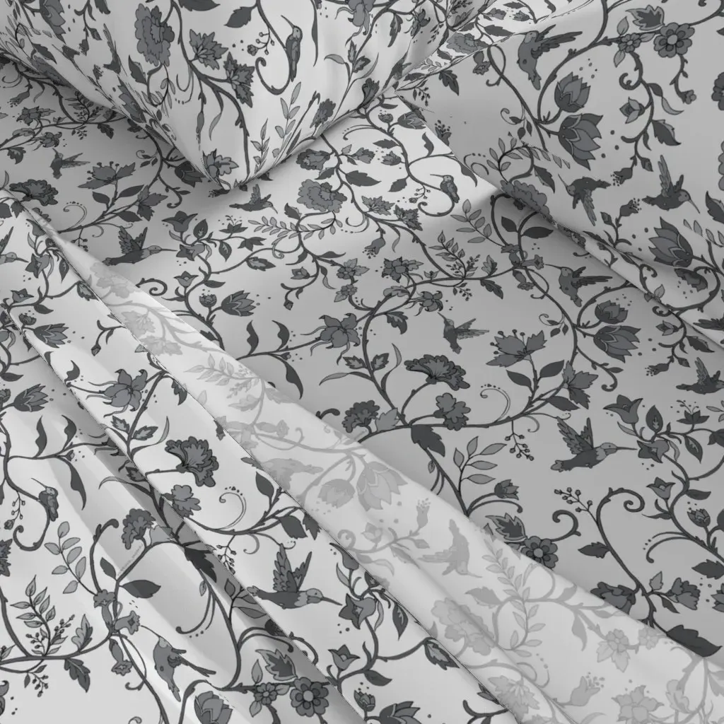Hummingbird Chintz Full Sheet Set - Grey alternate view