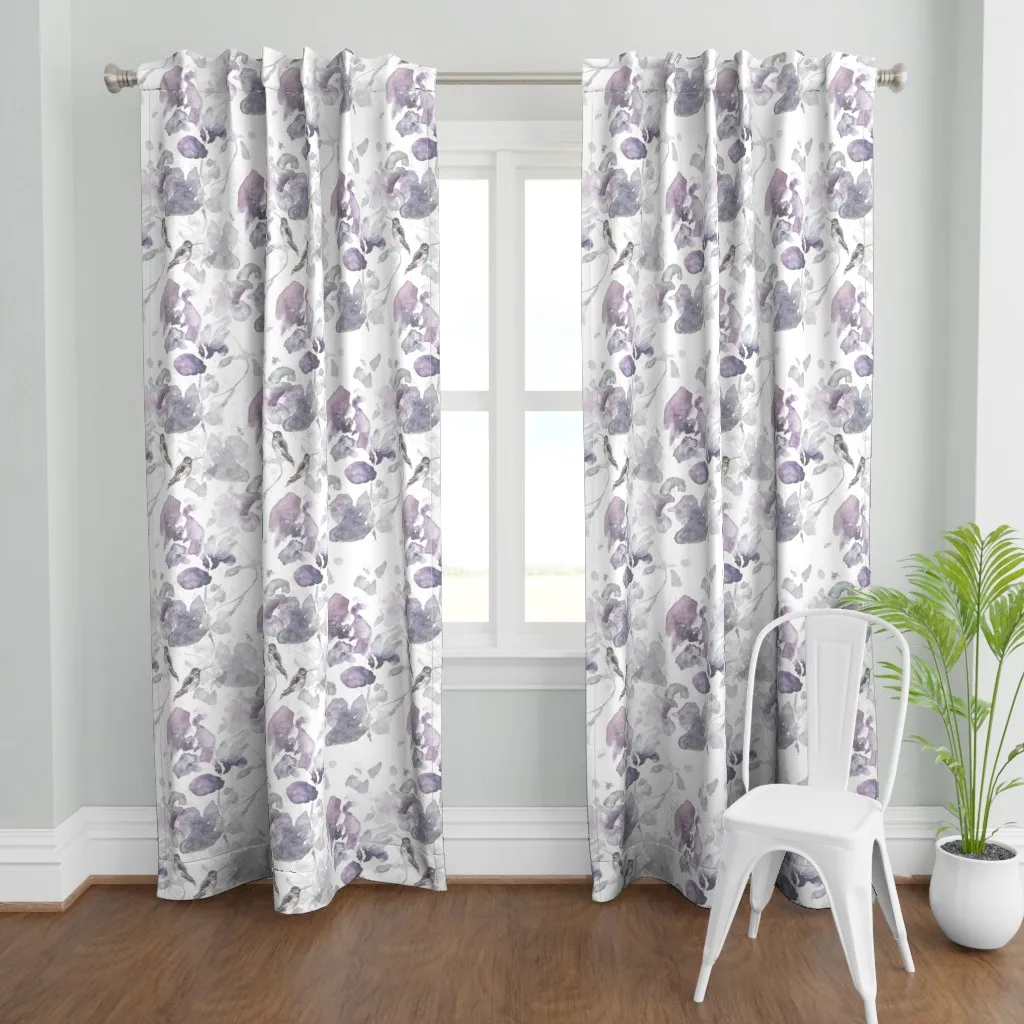 Hummingbird Orchids Curtain Panel - Lavender Purple product