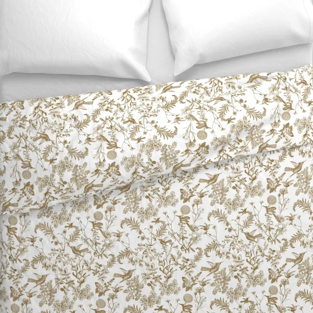 Hummingbird Pattern Duvet Cover - Gold alternate view
