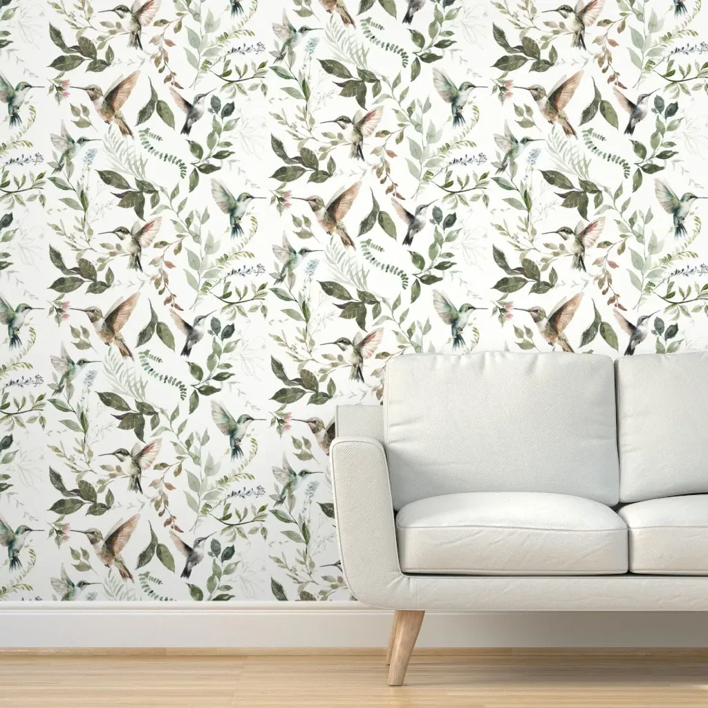 Hummingbird Songbird Peel and Stick Wallpaper - Green product