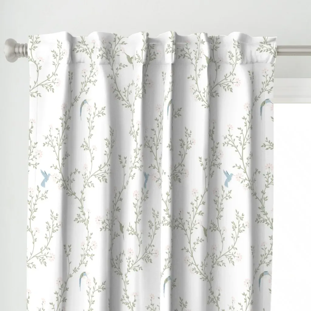 Hummingbird Trellis Curtain Panel - Light Green alternate view