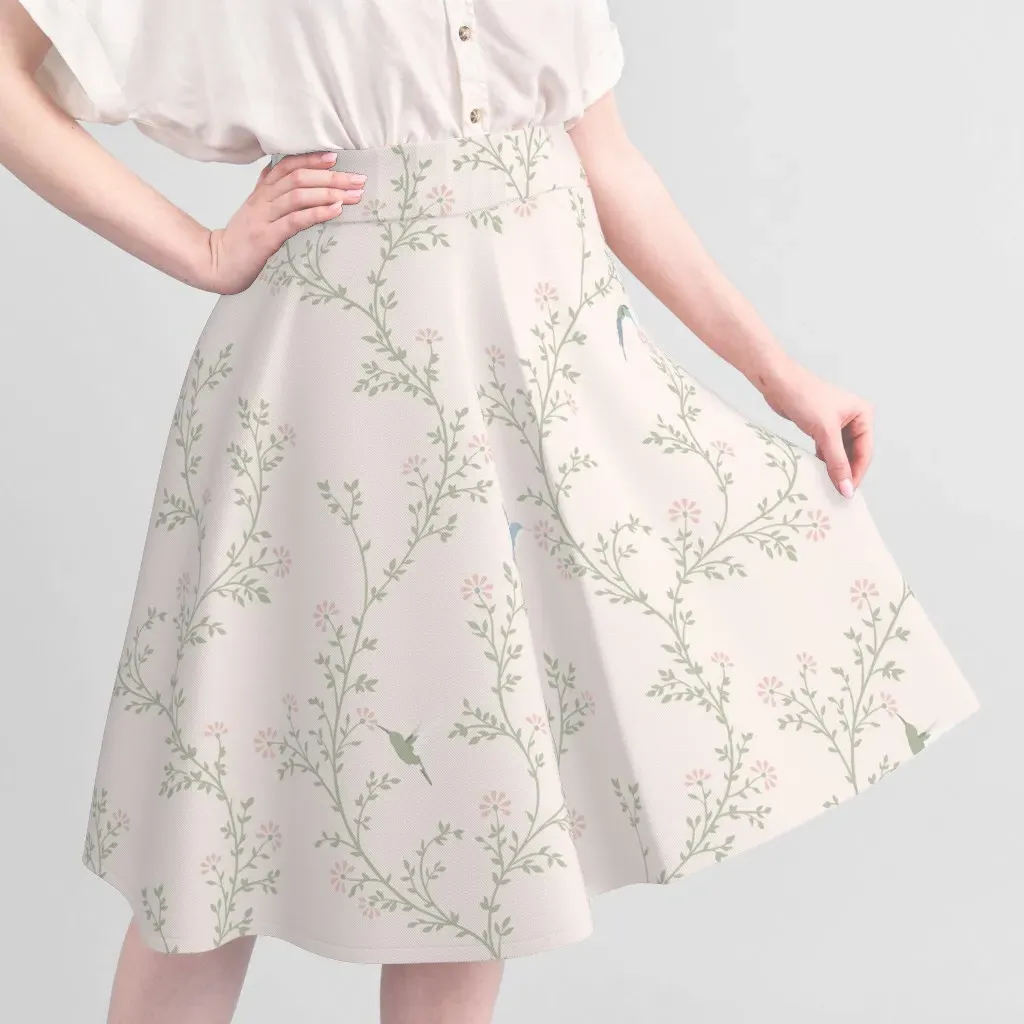 Hummingbird Trellis Floral Pique Fabric - Pink alternate view