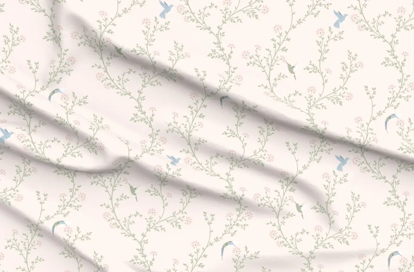Hummingbird Trellis Floral Pique Fabric - Pink product