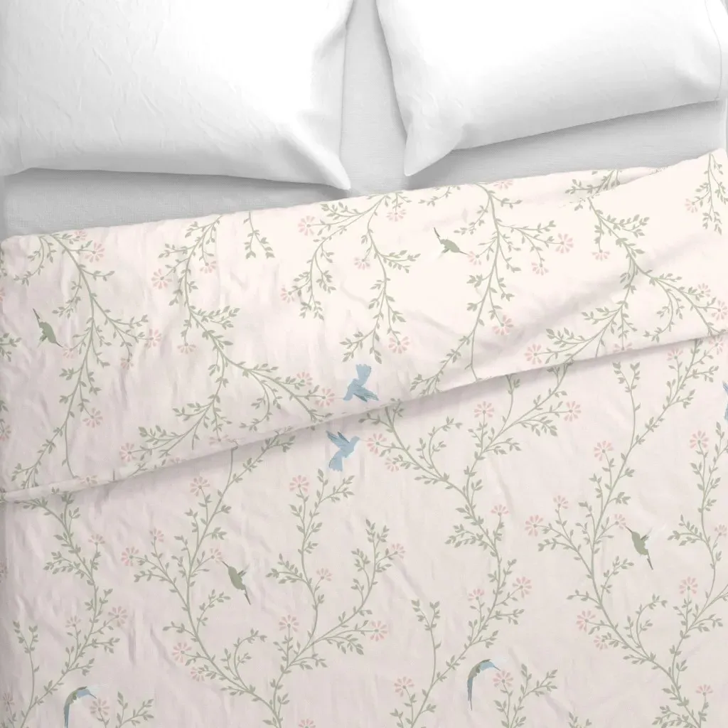 Hummingbird Trellis Jumbo Duvet Cover - Pink alternate view