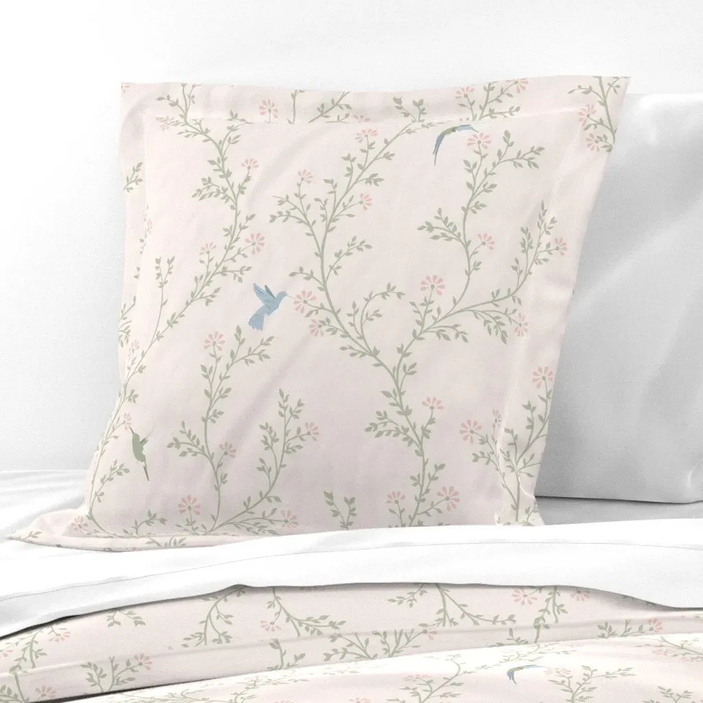 Hummingbird Trellis Jumbo Euro Pillow Sham - Pink product