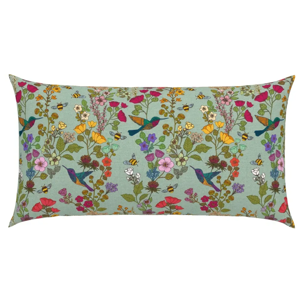 Hummingbirds And Bees King Pillow Sham - Teal product