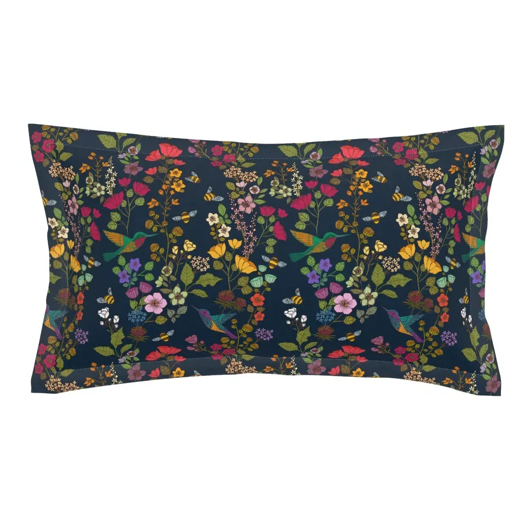 Hummingbirds And Bees King Pillow Sham - Teal product