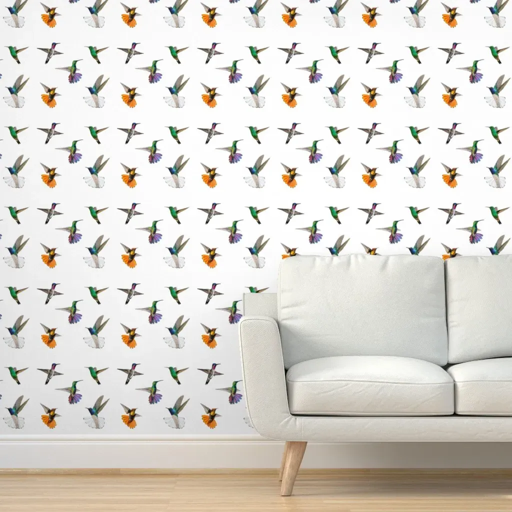 Hummingbirds of T and T Peel and Stick Wallpaper - White product