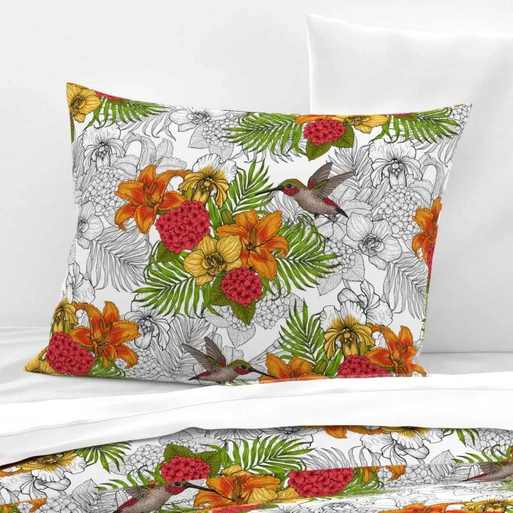 Hummingbirds Tropical Bouquet Standard Cushion Cover - Red product