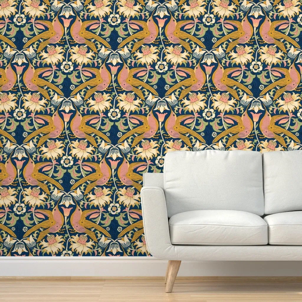 Hummingbirds William Morris Lodden Peel and Stick Wallpaper - Blue product