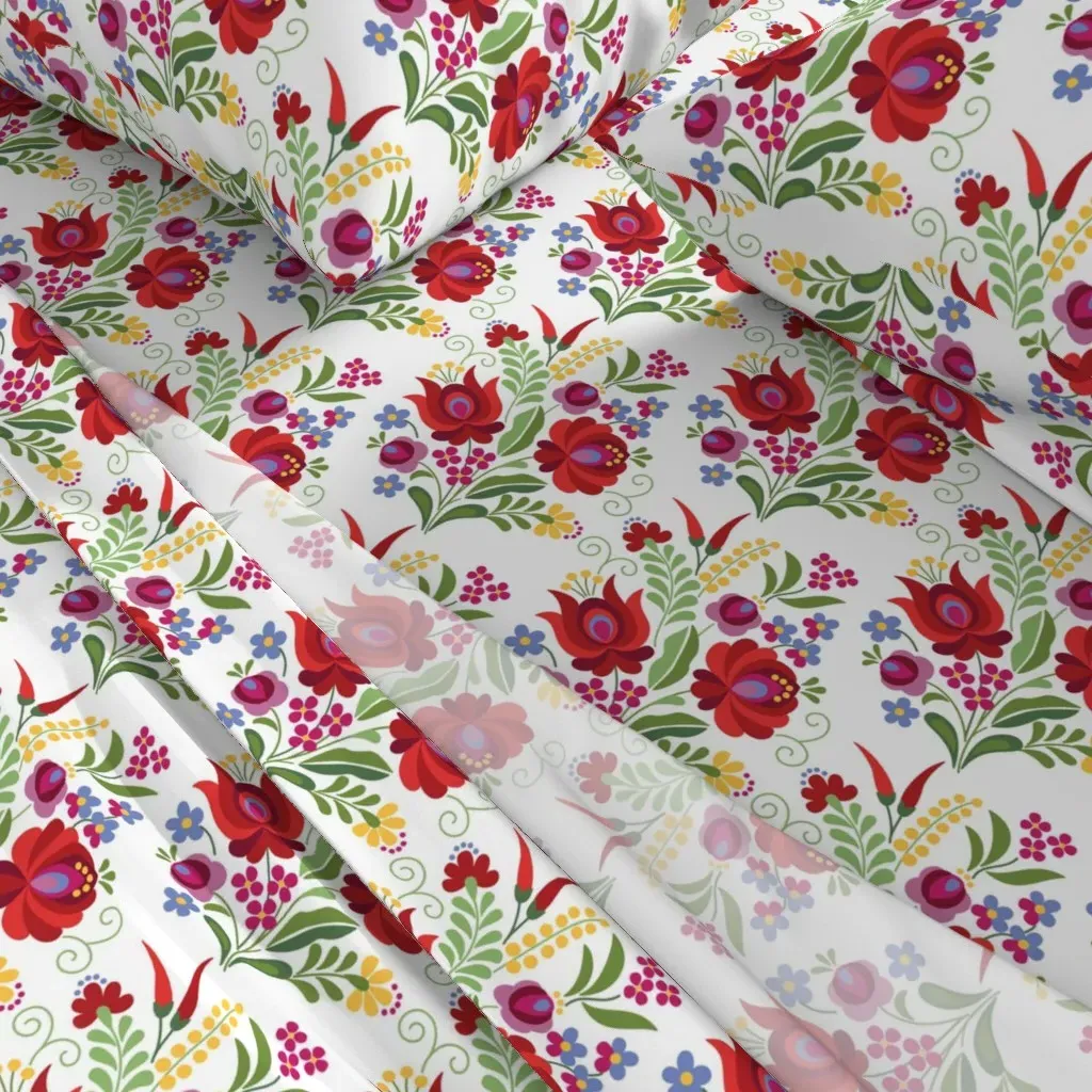 Hungarian Folk Design Red Peppers Queen Sheet Set - Red alternate view