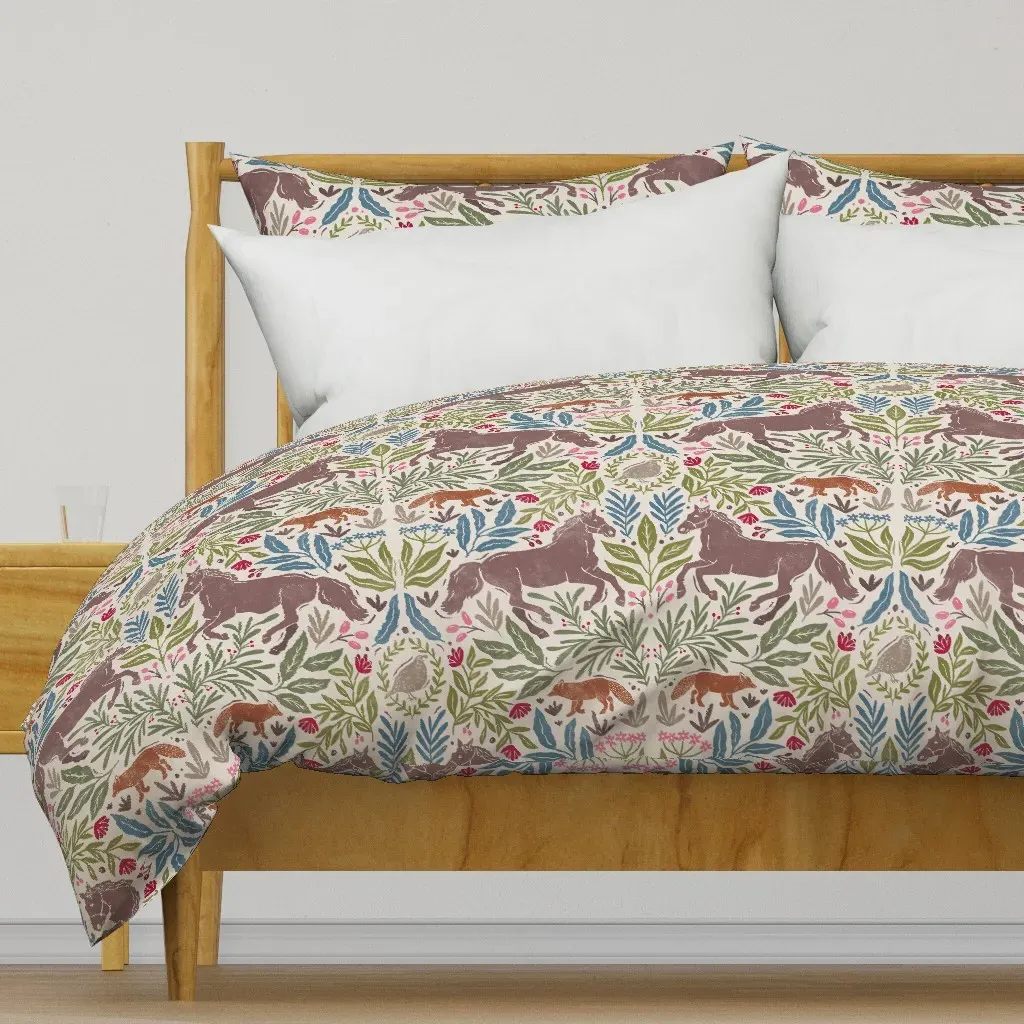 Hunt Club Blockprint Horse Fox Duvet Cover - Brown product