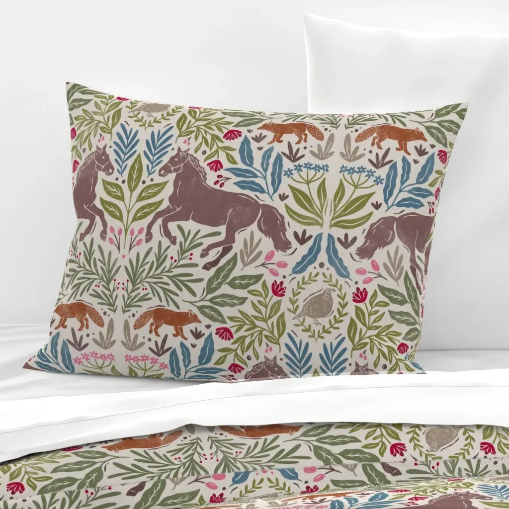 Hunt Club Blockprint Standard Knife Edge Pillow - Cream, Cotton Sateen product