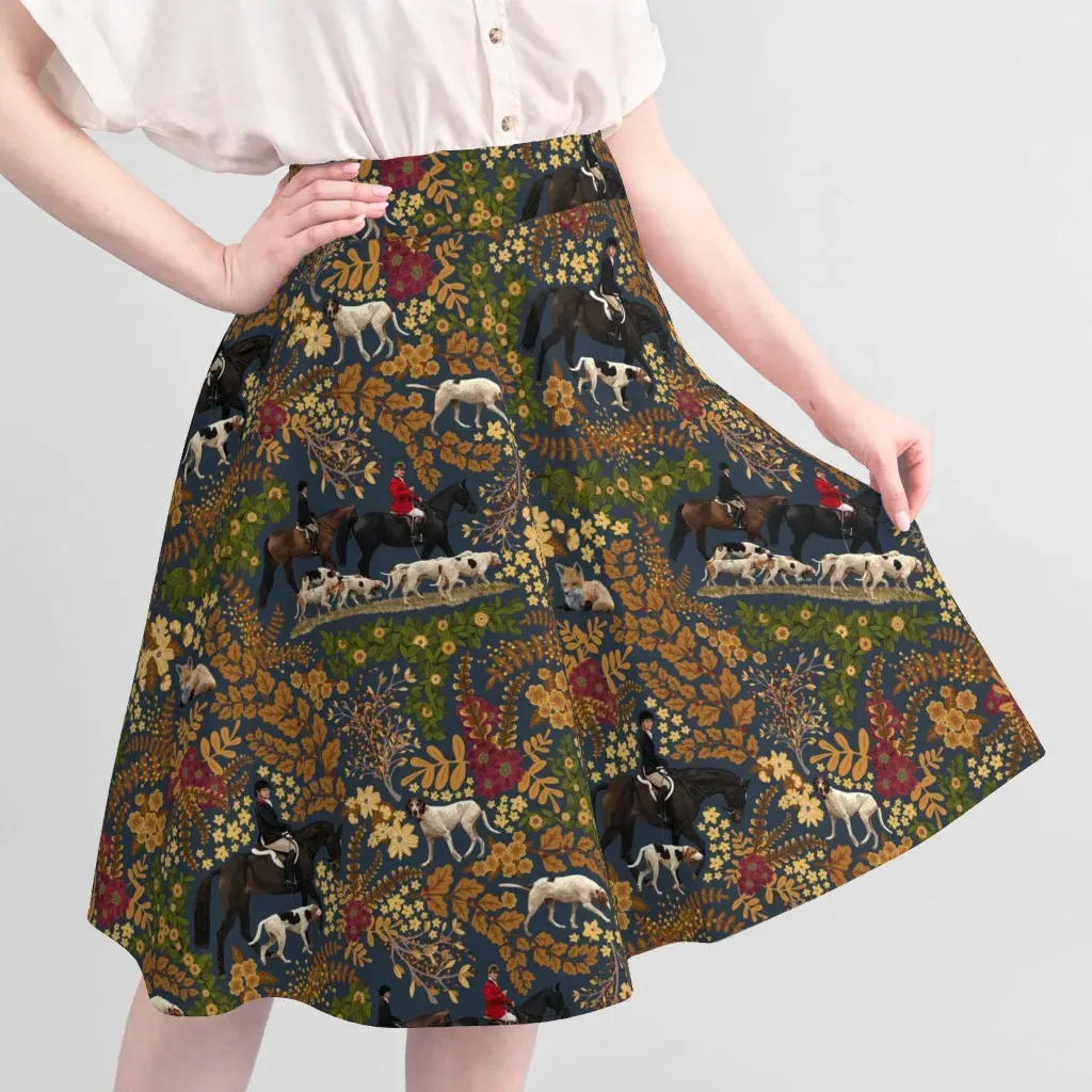 Hunt Country Home Fox Hunt In Flowers Pique Fabric - Dark Teal alternate view
