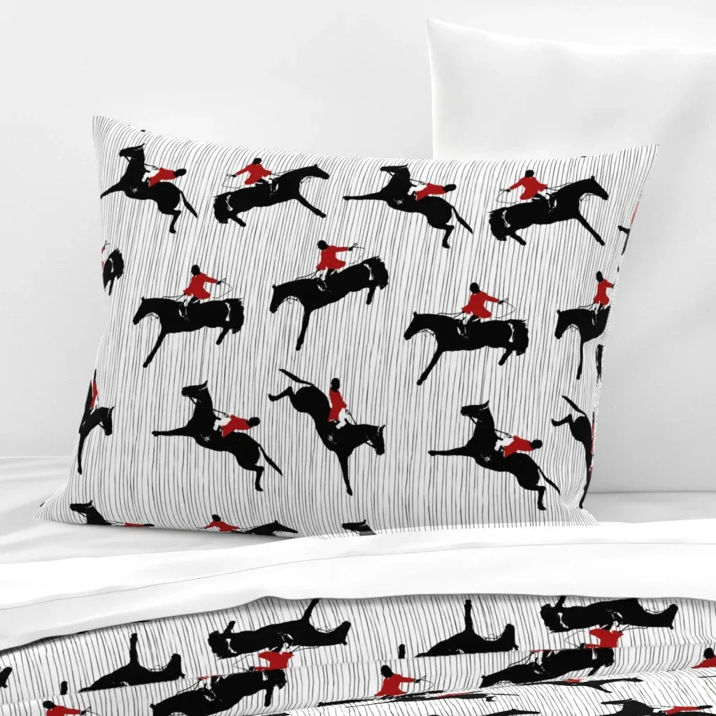 Hunt Horses And Stripes Standard Knife Edge Pillow - Black, Cotton Sateen product