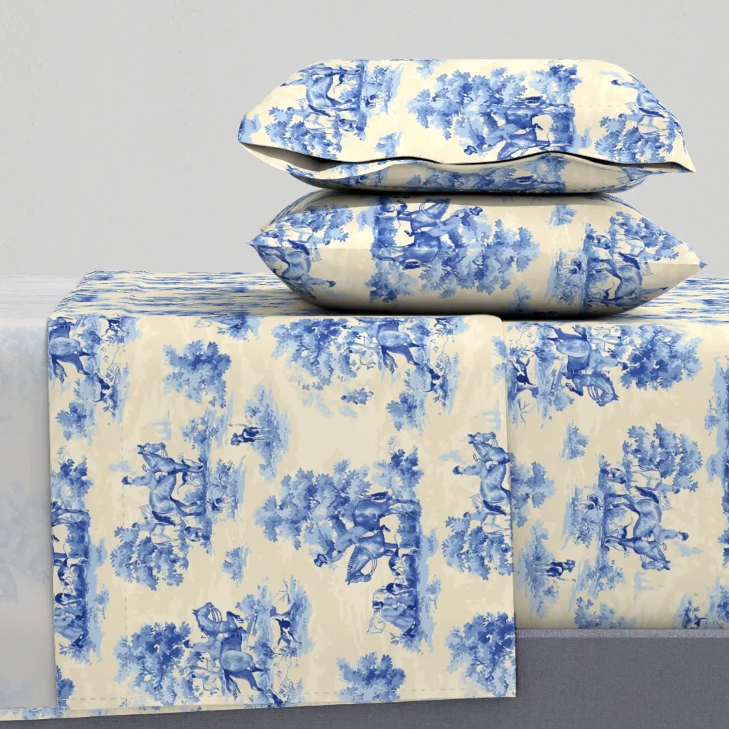 Hunt Scene King Size Sheet Set - Blue, Tan product