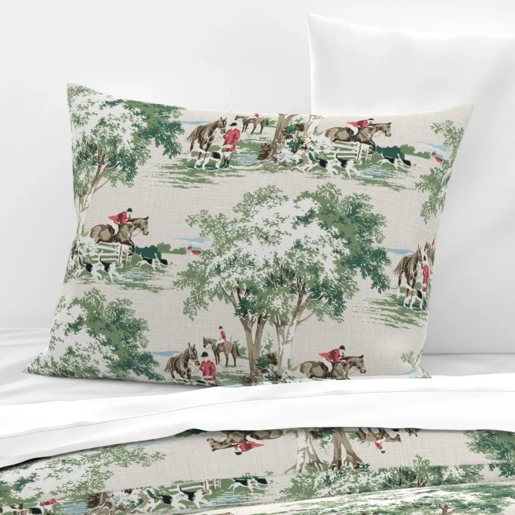 Hunt Scene Standard Knife Edge Cushion Cover - Red, Cotton product