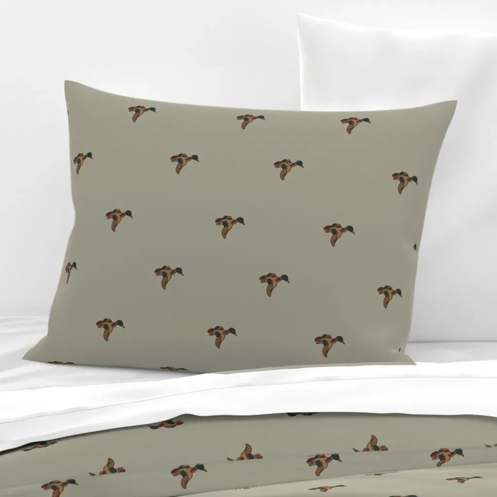 Hunting Lodge Fall Ducks Standard Pillow - Taupe, Cotton Sateen product