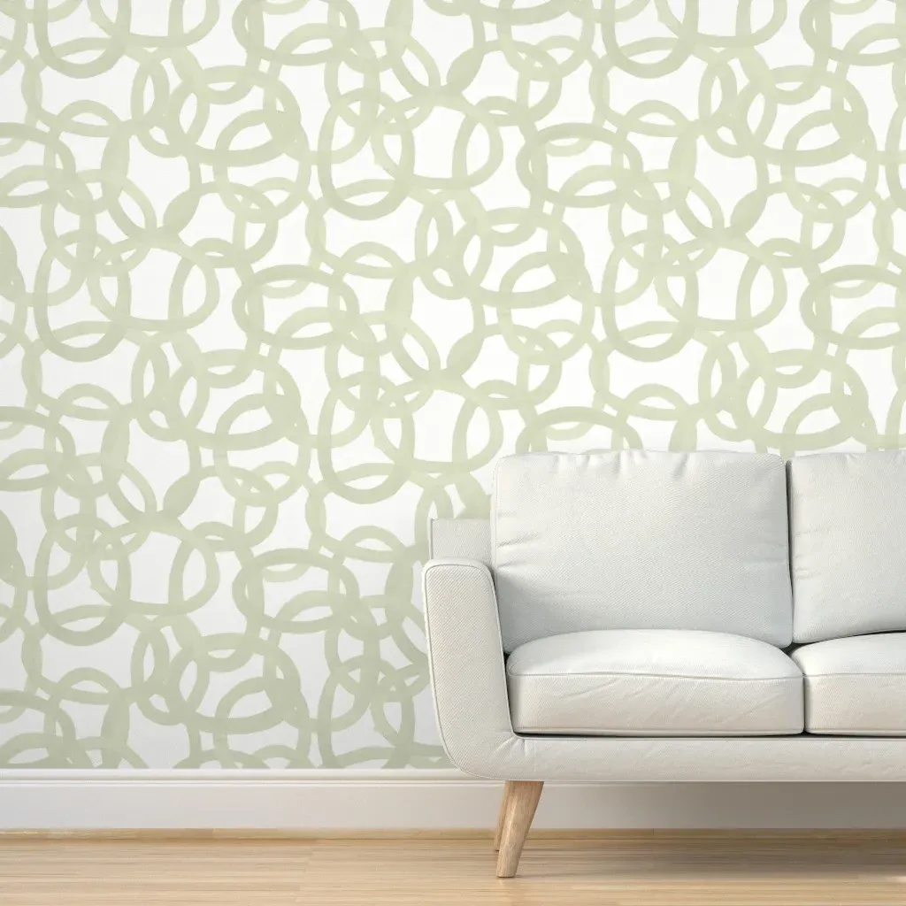 Hurlingham Circles Peel and Stick Wallpaper - Pale Green product