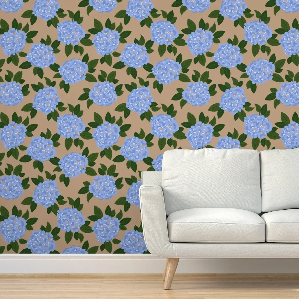 Hydrangea Blossom Floral Peel and Stick Wallpaper - Blue product