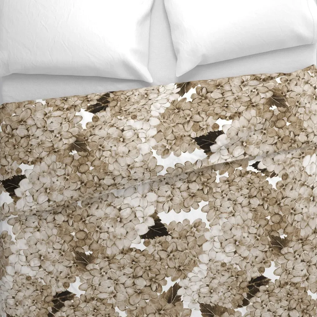 Hydrangea Blues Duvet Cover - Sepia alternate view
