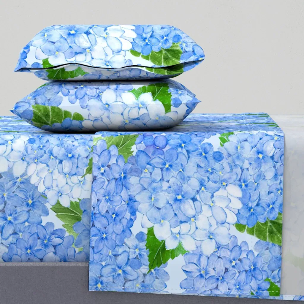 Hydrangea Blues Twin Sheet Set - Light Blue product