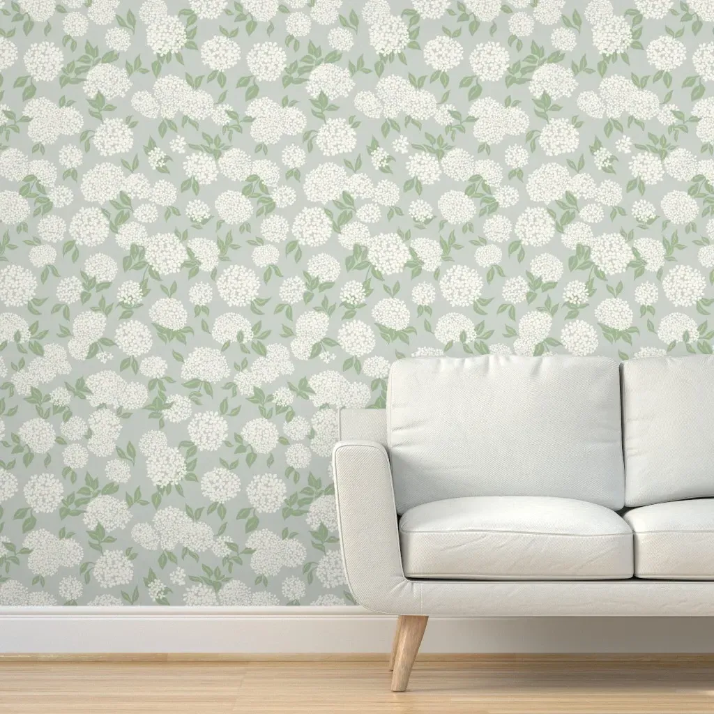 Hydrangea Garden Peel and Stick Wallpaper - Sea Salt Green product