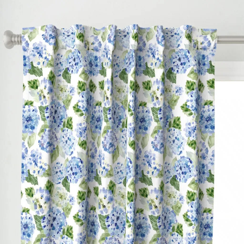 Hydrangea Large Curtain Panel - Blue alternate view