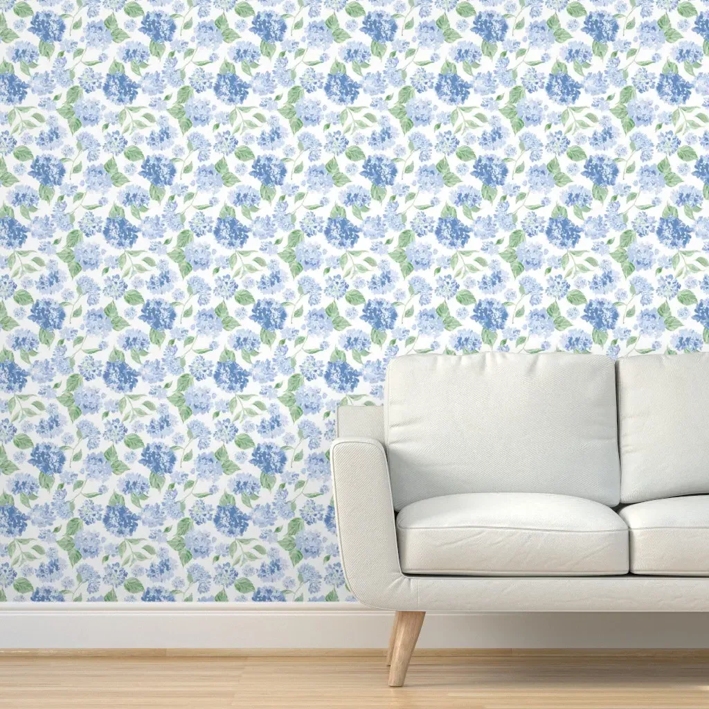 Hydrangea Peel and Stick Wallpaper - Light Blue, Green product