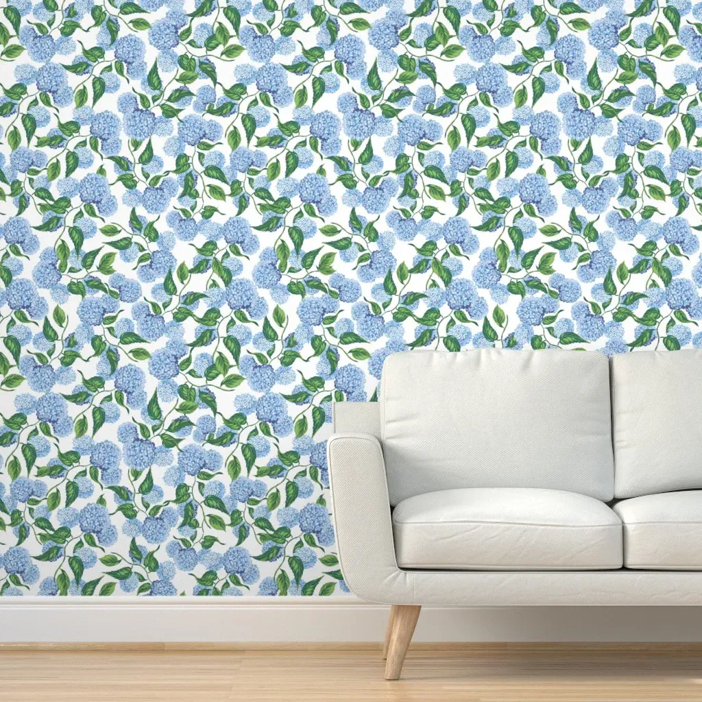 Hydrangea Repeat Peel and Stick Wallpaper - Light Blue product
