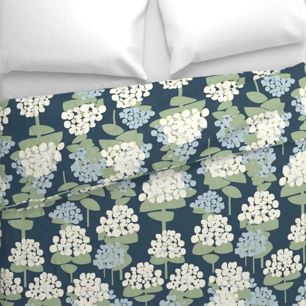 Hydrangea Stamp Duvet Cover - White alternate view